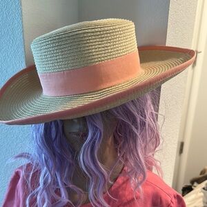 14th & Union Pink and Cream Wide-Brimmed Hat